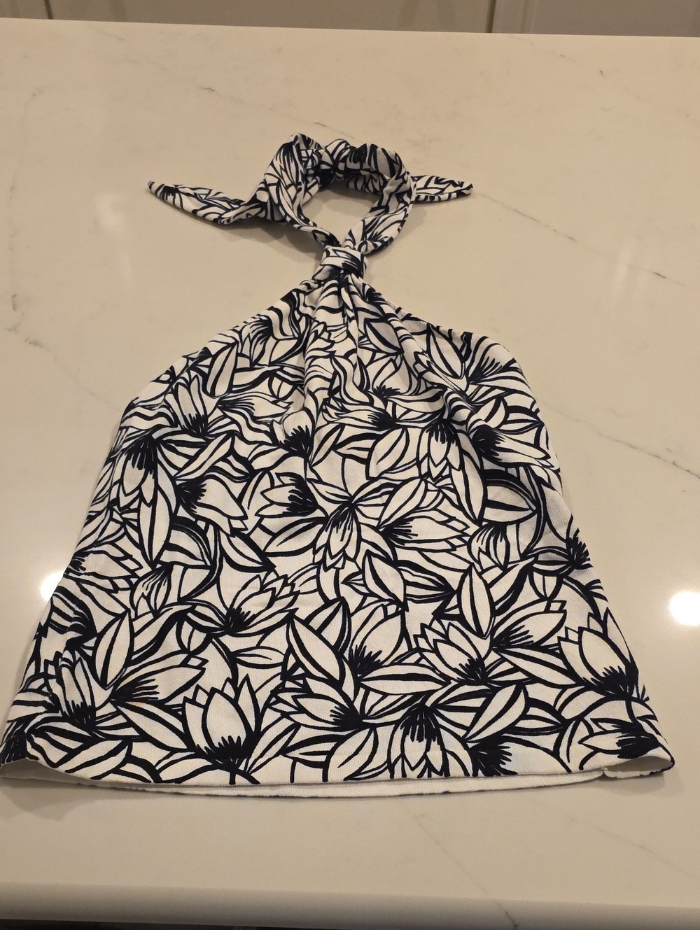 LOFT Black and White Floral Halter Top